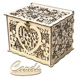 HULIANFU Wedding Card Boxes Wooden Box Wedding Supplies DIY Couple Deer Bird Flower Pattern Grid Business Card Wooden Box