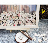 HULIANFU Wedding Guest Book Personalized Wedding Decoration Rustic Sweet Wedding Guestbook 120pcs Small Wood Hearts