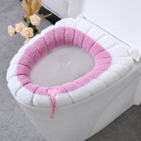 HULIANFU Winter Warm Toilet Seat Cover Closestool Mat 1Pcs Washable Bathroom Accessories Knitting Pure Color Soft O-shape Pad Bidet Cover
