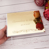 HULIANFU Personalized Wedding Signature Guestbooks Custom Acrylic Silver Mirror Souvenir Blank Books Party Favors Gifts Engagement Decor