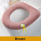 HULIANFU Winter Warm Toilet Seat Cover Closestool Mat 1Pcs Washable Bathroom Accessories Knitting Pure Color Soft O-shape Pad Bidet Cover