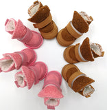HULIANFU S-XXL Winter Warm Shoes for Dogs 4Pcs/Set Cute Dog Boots Snow Walking Cotton Blend Puppy Sneakers Pet Supplies