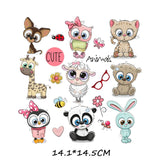 HULIANFU Iron on Cute Animal Patches Set for Clothing DIY T-shirt Applique Vinyl Unicorn Heat Transfer Clothes Stickers Thermal Press T