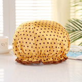 HULIANFU Waterproof Shower Cap Double Layer Elastic Bath Hat Bathing Cap For Women Spa Bathing Accessory Hair Salon Bathroom Product