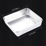 HULIANFU Thicken Stainless Steel Storage Tray with Lid Rectangle Food Plate Flat Bottom Dish Bakeware Cake Bread Baking Pan Kitchen Tools