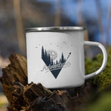 HULIANFU Night Forest Mountain Print Enamel Creative Coffee Tea Water  Milk Cups Camping Mugs Handle Drinkware Vacation Hiking Mug Gifts