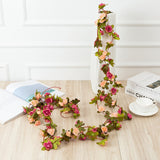 HULIANFU 2023 250CM Rose Artificial Flowers Christmas Garland For Wedding Home Room Decoration Spring Autumn Garden Arch DIY Fake Plant Vine