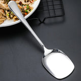 HULIANFU New Big Spoon Large Round/Square Handle Stainless Steel Serving Spoon  Long Handle Soup Spoon Kitchen Flatware Dropshipping