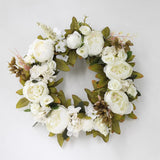 HULIANFU Peony simulated garland Rattan ring decoration Photography props Wedding wreath Flower home door Decoration