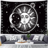 HULIANFU Mandala Tapestry White Black Sun And Moon Tapestry Wall Hanging Tarot Hippie Wall Rugs Dorm Decor Blanket
