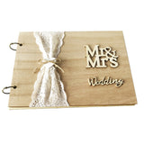 HULIANFU Wedding Guest Book Wooden Heart Hollow Engagement Guestbook Name Sign Board 20 Inside Pages Log Color Good-Looking Appearance