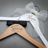 HULIANFU Personalized Wedding Hanger Bridal Shower Gift Engrave Name Wood Hanger Bridesmaid  Groomsmen Hanger Laser Cut Dress Hanger