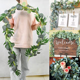 HULIANFU 2023 Green Eucalyptus Leaves Garland Wisteria Artificial Flowers Rattan Fake Plant Silk Leaf Vines For Wedding Birthday Party Decor