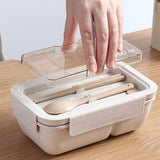 HULIANFU Wheat straw lunch box for kids plastic food storage container snacks box japanese style bento box with tableware soup cup