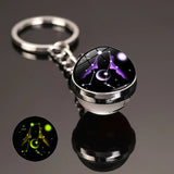 HULIANFU New 12 Constellation key ring Starry Sky Luminous Keychain Time Stone Glass Ball Key Chain Accessories Pendant Key Chain Gifts