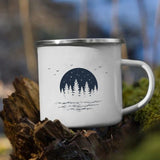 HULIANFU Night Forest Mountain Print Enamel Creative Coffee Tea Water  Milk Cups Camping Mugs Handle Drinkware Vacation Hiking Mug Gifts