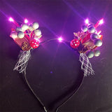 HULIANFU 2023 Luminous Elk Antler Headband Christmas Concert Forest Branch Deer Ear Headgear Hair Accessories Scenic Stage Show Photo Props