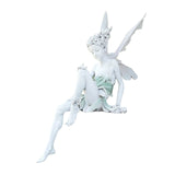 HULIANFU Tudor And Turek Resin Sitting Fairy Statue Garden Ornament Porch Sculpture Yard Craft Landscaping for Home Garden Decoration