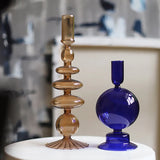 HULIANFU Nordic Glass candle holders romantic Dinner home decoration candlestick for birthday wending candle holder wax portavelas decor