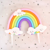 HULIANFU Rainbow Cake Topper Star Cloud Cupcake Decor Sofa Clay Cake Decor Baby Shower One 1st Happy Birthday Party Decor Kids Girl Boy