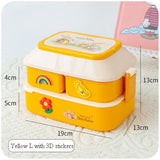 HULIANFU Kawaii Portable Lunch Box For Girls School Kids Plastic Picnic Bento Box Microwave Food Box With Compartments Storage Containers