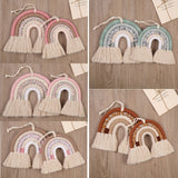 HULIANFU Lines Macrame Rainbow Hanging Ornament DIY Rope Handmade Woven Wall Decor Baby Girls Room Decor Home Nursery Decor