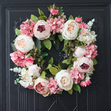 HULIANFU Peony simulated garland Rattan ring decoration Photography props Wedding wreath Flower home door Decoration
