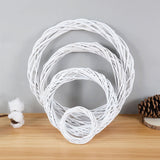 HULIANFU White Garland Wicker Round Design Christmas Tree Rattan Wreath Ornament Vine Ring Decoration Home Party Hanging Flower Craft