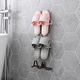 HULIANFU New Wall Mounted Shoe Rack Bathroom Home Shoe Organizer Space Saving Slippers Hanger Punch-free Wall Hanging Storage Rack