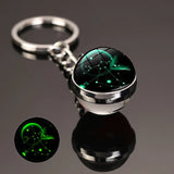 HULIANFU New 12 Constellation key ring Starry Sky Luminous Keychain Time Stone Glass Ball Key Chain Accessories Pendant Key Chain Gifts