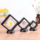 HULIANFU Square 3D Floating Jewelry Coin Display Frame Holder Box Case Stand Home Decorations  Jewelry Display Stand Ring Pendant Holder