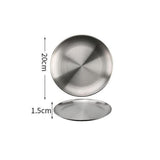 HULIANFU Stainless steel Dinner Plates Restaurant Gold Serving Tray Round Dessert Cake Snack Dishes Silver Storage Plate Korean Cutlery