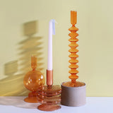 HULIANFU Nordic Glass candle holders romantic Dinner home decoration candlestick for birthday wending candle holder wax portavelas decor