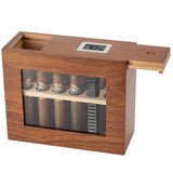 HULIANFU New Wooden Humidor Box For Cigar W/ Hygrometer Humidifier Portable Glass Window Cedar Wood Case Fit 12-25 Cigars Storage Cabinet