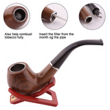 HULIANFU Resin Smoking Tobacco Pipe Set Classic Wooden  Herb Grinder Pipe Smoking Chimney Filter Gift for Smoke Accessories