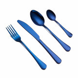 HULIANFU Spklifey Black Dinnerware Set Cutlery Stainless Steel Black Cutlery Set Rainbow Dinner Tableware Wedding Silverware Set
