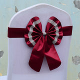 HULIANFU Royal Chair Sashes Set Flower Free Fasten Bowknot Celebration Adjustable Birthday Bow Cover Wedding-celebration Multi-color