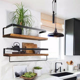 HULIANFU Wall Shelf Wood Floating Rack Wall Decoration Multifunction Storage Holder Shelf Rack Decorative For Kitchen/ Bedroom Frame