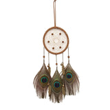 HULIANFU Mini Car Dream Catcher Beaded Natural Feathers Handcraft Chic Hanging Ornaments Mirror Room Bedroom Wall Decor