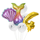 HULIANFU Little Mermaid Party Balloons 32inch Number Foil Balloon Kids Birthday Party Decoration Supplies Baby Shower Decor Helium Globos