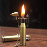 HULIANFU Retro Bullet Flint Free Fire Lighter Torch Grinding Wheel Keychain Oil Lighter New Metal Cigar Cigarette Lighter Gadget For Man