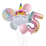 HULIANFU Rainbow Unicorn Balloon Number Foil Globos 1 2 3 4 Years Old Birthday Party Decoration Kid Unicorn Theme Party Wedding Balls Toy