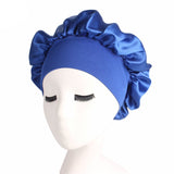 HULIANFU Women Sleeping Caps Bathroom Satin Solid Color Stretch Bonnets Hair Hat for Daily Use and Beauty