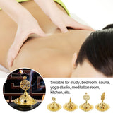 HULIANFU Luxury Hollow Buddhism Golden Home Decor Arab Style Censer Holder Tower Incense Burners Metal Incense Burner