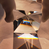 HULIANFU Rainbow Prism Optical Glass Crystal Pyramid 40mm Height Rectangular Pyramid Polyhedral Popularization Science Studying Student