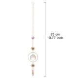 HULIANFU Metallic Hoop Moon Suncatcher Ornament Wind Chimes Crystal Prisms Hanging Rainbow Chaser Window Curtains Pendant Home Decor Gift