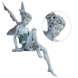 HULIANFU Tudor And Turek Resin Sitting Fairy Statue Garden Ornament Porch Sculpture Yard Craft Landscaping for Home Garden Decoration