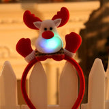 HULIANFU 2023 Christmas Led Light Headbands Santa Elk Antlers Headband Kids Adult Headwear Ornaments Christmas Party Cosplay Supplies