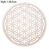 HULIANFU Log Color Chakra Pattern Round Edge Circles Carved Wooden Stand Coaster Flower of life Reload Stone Kitchen Hot Pad Mat Decor