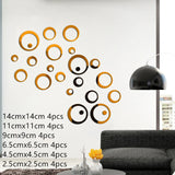 HULIANFU New 24pcs Creative Wall Stickers Mirror Stickers Decal Round Shape For Bedroom Background Modern Fashion Home Decoration